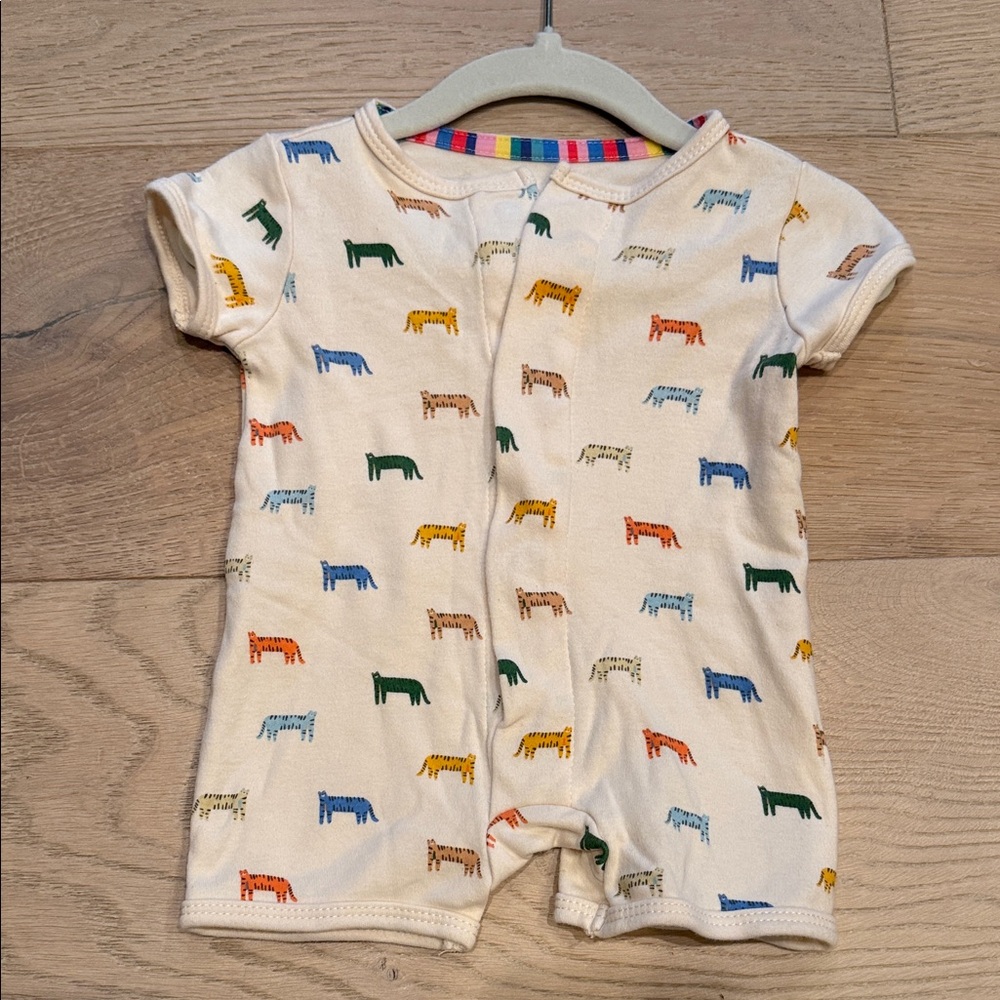 Magnetic Me Cream Romper with Colorful Animal Print